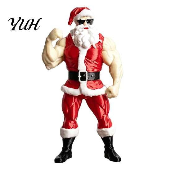 Funny Santa Ornaments Strong Muscles Claus Ornament, Muscle Lines And Beard Decor, 3D Printed Figures Christmas Decoration, Durable Resin Figurine for