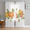 Autumn Pumpkin Vegetables Tulle Curtains Kitchen Door Curtain Chiffon Sheer Voile Christmas Curtains For Living Room