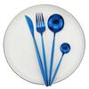 4Pcs Mirror Blue Dinnerware Cutlery Set Tableware Set Stainless Steel Dinner Set Knife Fork Spoon Home Party Silverware Set