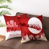Merry Christmas Gift Decoration Pillowcase Red Print Cushion Cover Home Sofa Festive Short Plush Material