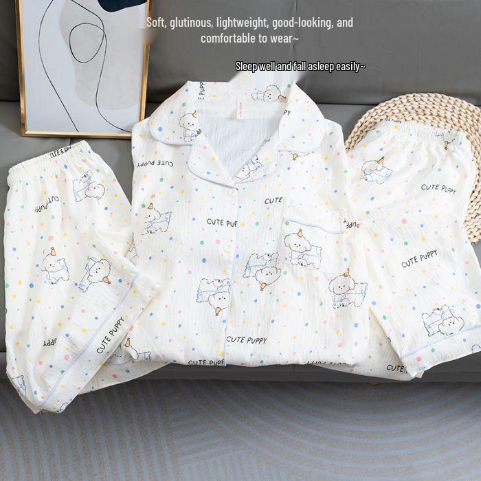 Клетчатый пижамный комплект Hello Kitty - Женский короткий рукав Весна/Лето 3 предмета