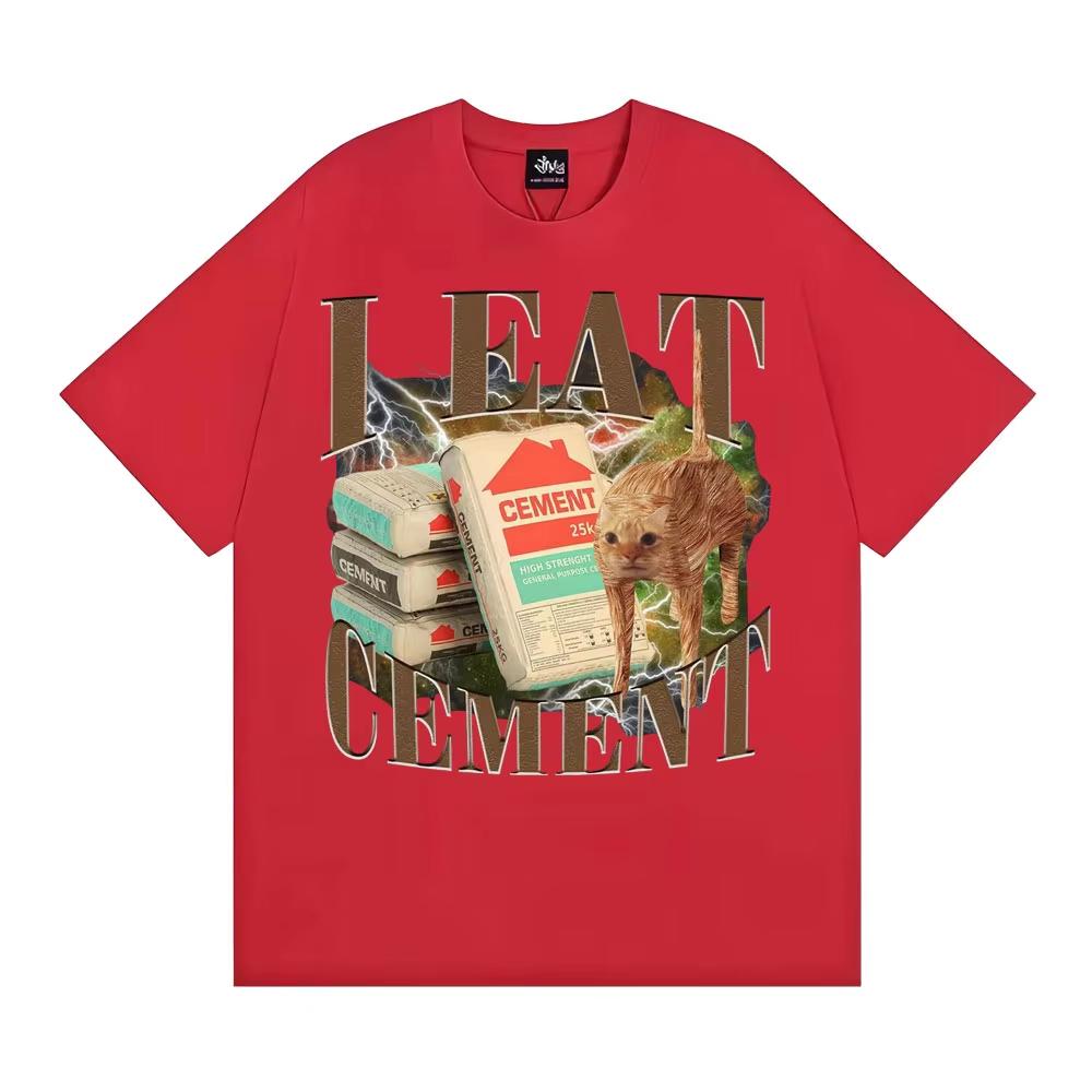 I Eat CeUnisext Funny Cat Meme Graphic Unisex Tshirt Casual 100 Cotton Oversized T Shirt Fashion Vintage Short Sleeve Male Tshirt