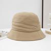 Big head circumference hat female autumn and winter mother fashion exquisite elegant basin hat plain travel show face small bucket hat