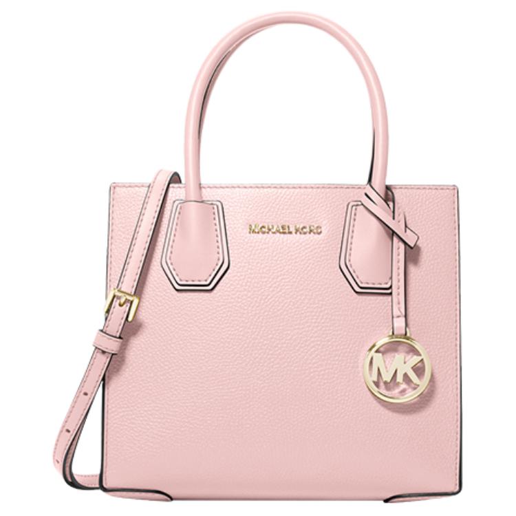 Michael Kors MK Mercer Логотип Винтажный Однотонный Гармошка Наплечная Сумка Через Плечо Женские Сумки Вишнево-Розовый 35S1GM9M2L-648