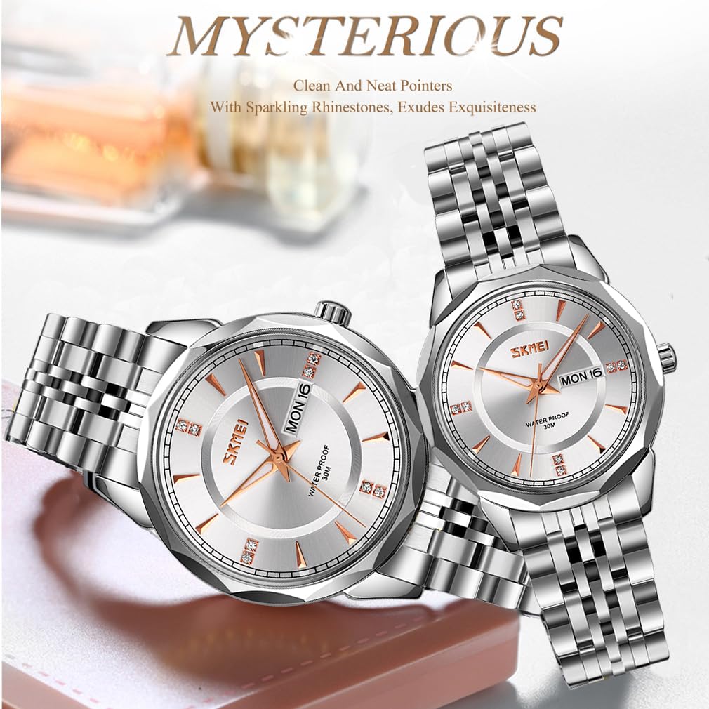 Нержавеющая сталь Бизнес Модные Классические Наручные Часы Водонепроницаемые Аналоговые Брендовые Простые Часы Дата День Недели Роскошный Подарочный Серебряные Часы для Женщин