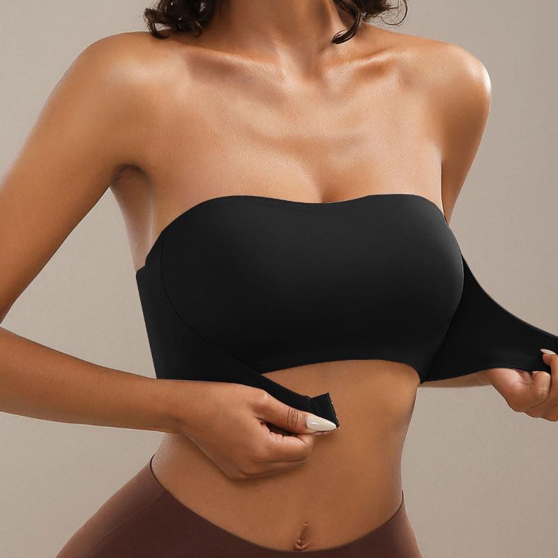 Strapless Front Buckle Underwear Gather Top Support Chest Wrap Tube Top Women's Seamless Steel Ring Bra