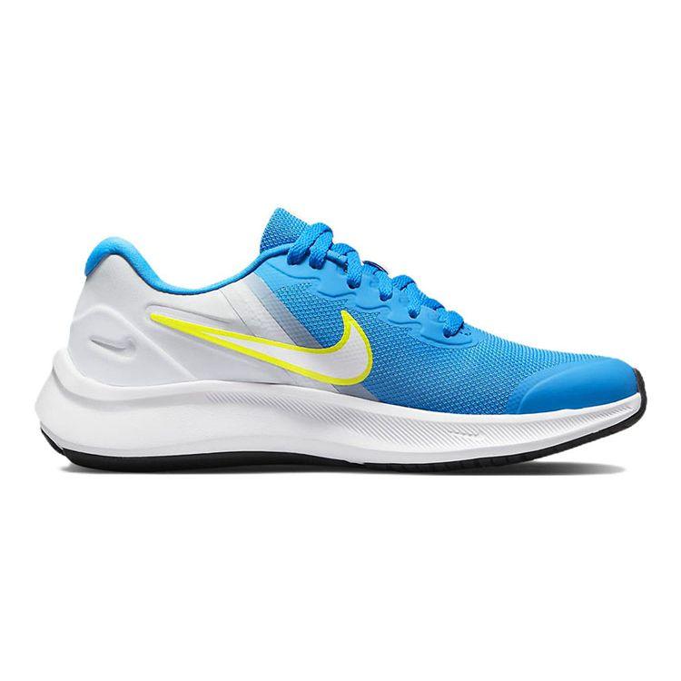 Nike Кроссовки для детей Nike Star Runner 3 GS Серый Фото Синий Серый-Туман Атомный Зеленый Белый DA2776-009