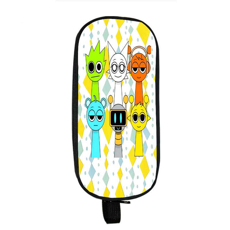 Пенал Sprunki Incredibox для студентов, двухслойный пенал для школьных принадлежностей с игрой в жанре ужасов, канцелярские принадлежности для детей, коробка для ручек