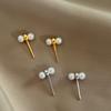 Две жемчужные серьги Геометрические серьги Маленькие, простые ретро-серьги с элегантным темпераментом
