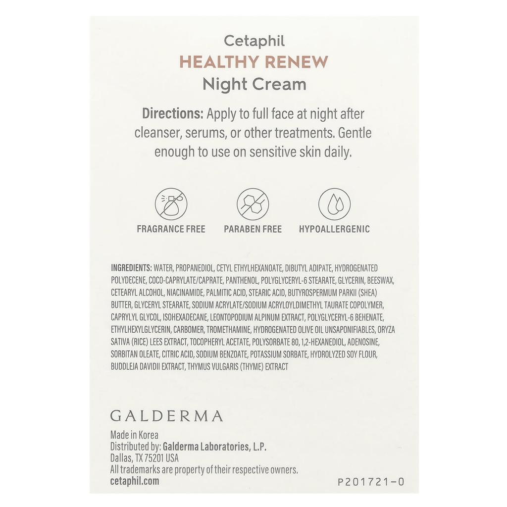 Cetaphil Healthy Renew, Night Cream, Fragrance-Free, 1.7 Oz (48 G)