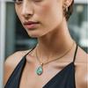 High quality natural stone emperor stone water drop pendant Seiko couple necklace niche Ins jewelry