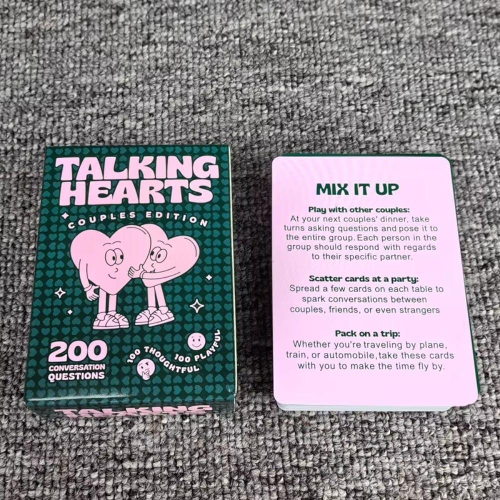 200 Questions Talking Hearts Cards Game Small Pictures Paper Flip Toy Party Game Props  Road Trips