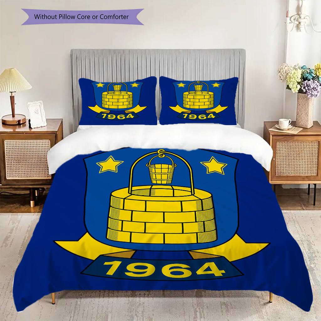 Brondby IF Club Pattern Bedding Quilt Set Quilt Cover Pillowcase Home Decoration Birthday Gift (1 * duvet cover + 2 * pillowcase, without core)