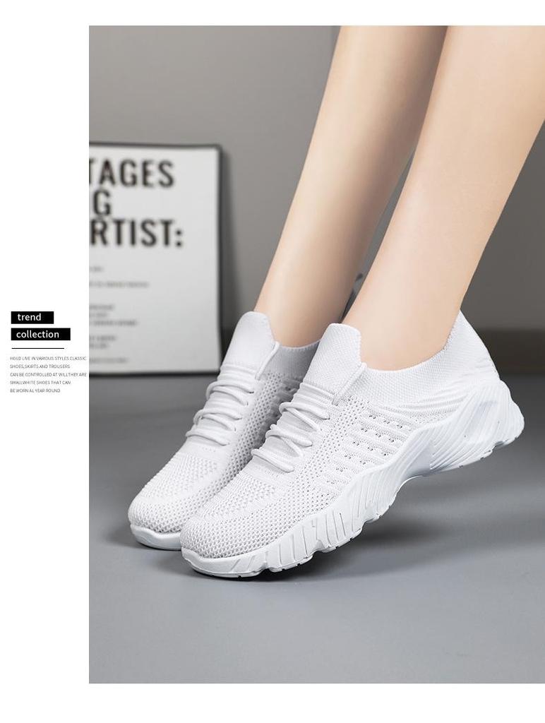 Женские повседневные кроссовки Flyknit Весна 2026 - Увеличивающие рост, Дышащая сетка, Толстая подошва, На шнуровке, Большой размер.