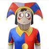 Kids Carnival Cosplay Costume Pomni Clown Amazing Digital Circus Halloween Party with Mask Red Blue Polyester 3-4 Years 120CM