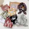 Double Sides Silk Scarf Flower Pattern Neckerchief Elegant Hair Scarf Spring Summer Fall