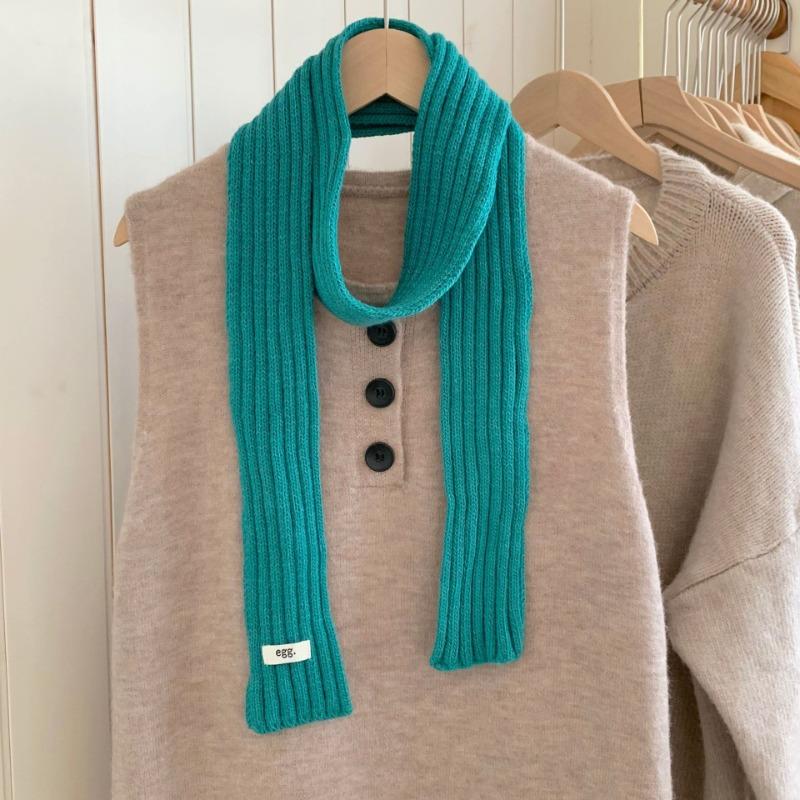 Scarf Atmosphere New Fashion Long Thin Baguette Dopamine Color Knitted Wool Scarf Scarf