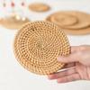 Rattan Table Mats Round  Placemat for Home Office Coffee Cup Pad Handmade Woven Insulation Heat Coasters  Dinner Table Decor