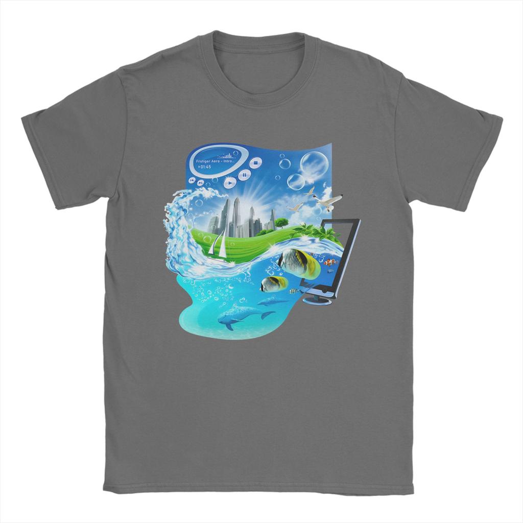 Frutiger Aero World Vaporwave Футболка Мужская Смешная Хлопковая Футболка С Круглым Вырезом С Коротким Рукавом Подарок на День Рождения Одежда