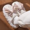 Bow Cotton Slippers Season Girl Cute Plush Slippers Indoor Home Household Ladies Plush Slippers