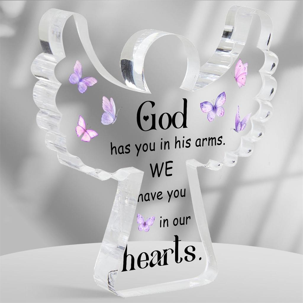 Condolences Grieving Gift, Angel Acrylic Memorial Condolence Gift, Sympathy Sign for Home Living Room Table Centerpiece Decor