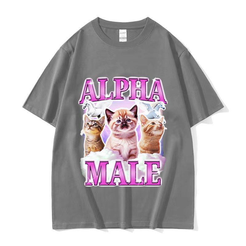 Funny Alpha Male Kittens Rainbow Pink Meme Tee Shirt Unisex Womens Cute ONeck Clothing Tshirt Harajuku Oversized Cotton T Shirts
