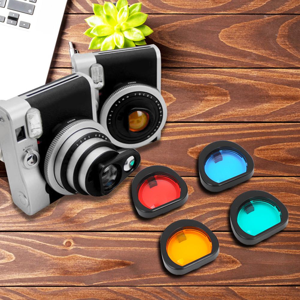 4 Colors Instant Camera Colored Lens Filters Set for Fujifilm Instax Mini 90