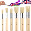 6Pcs Bristle Paint Brushes with Wooden Handle Watercolor Acrylic Oil Painting