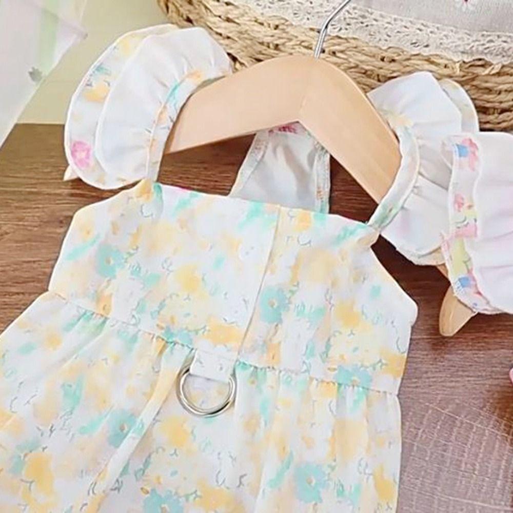 Reusable Pet Painted Flower Dress Soft Summer Dog Dress Lovely Dog Princess Dress  Spring