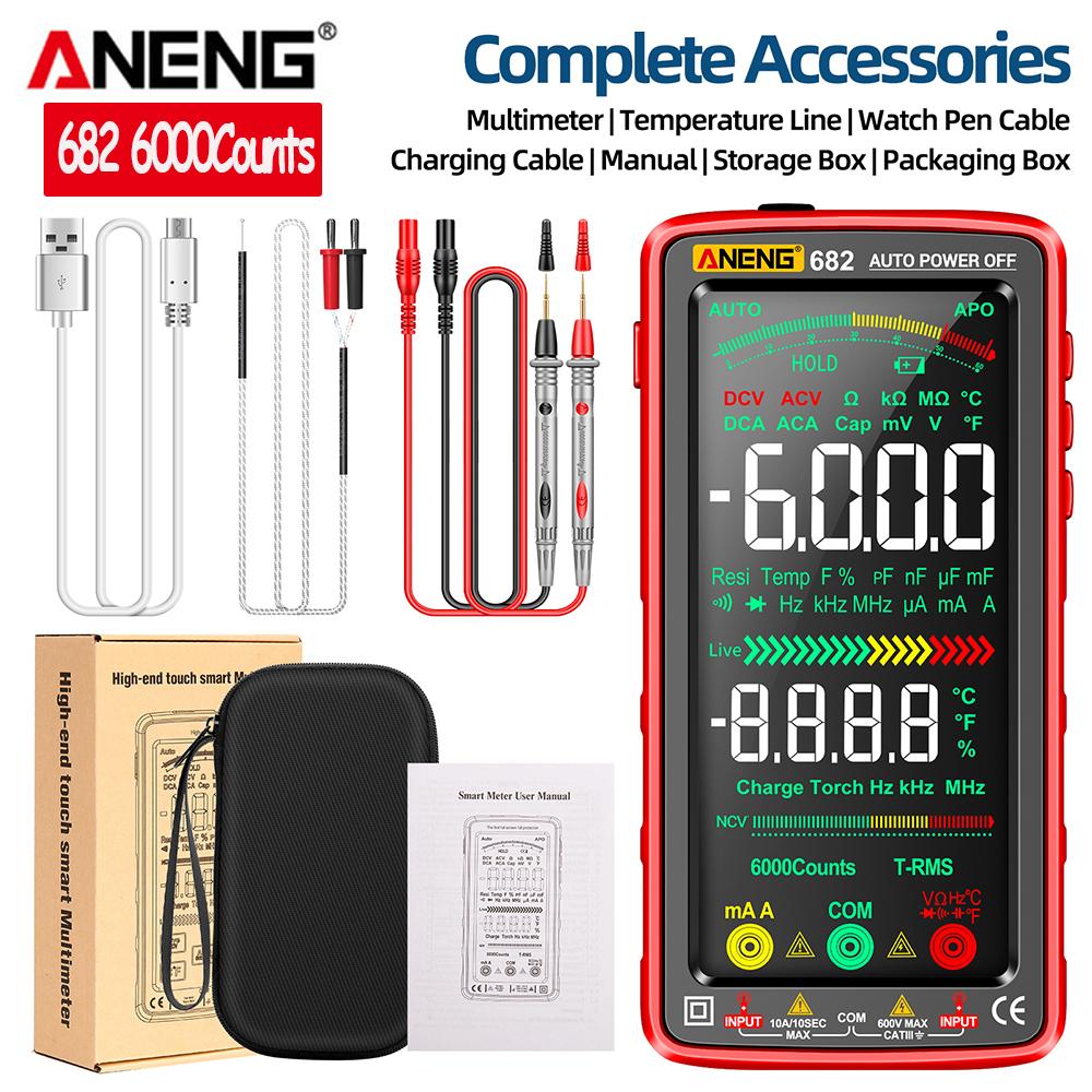 ANENG 681 682 683 6000 отсчетов Цифровой мультиметр Умный Защита от перегрузки Перезаряжаемый Прибор Тестер NCV 5-дюймовый ЖК-дисплей с подсветкой Фонарик