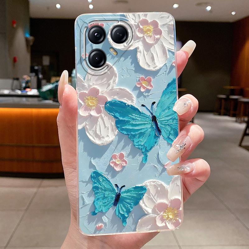 Для Tecno Pova 7 Pro LJ8 Чехлы Pova7 Ultra LJ9 Neo LJ6 LJ7 Funda Цветок Бабочка Чехол для Телефона Мягкий Силикон Прозрачный ТПУ Чехол