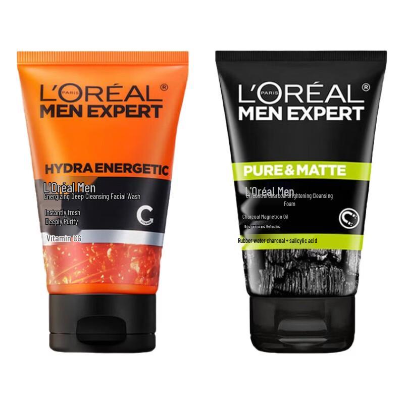 L'Oréal Men's Expert Очищающее средство для лица, 2 шт. (Глубокое очищение и осветление с углем)