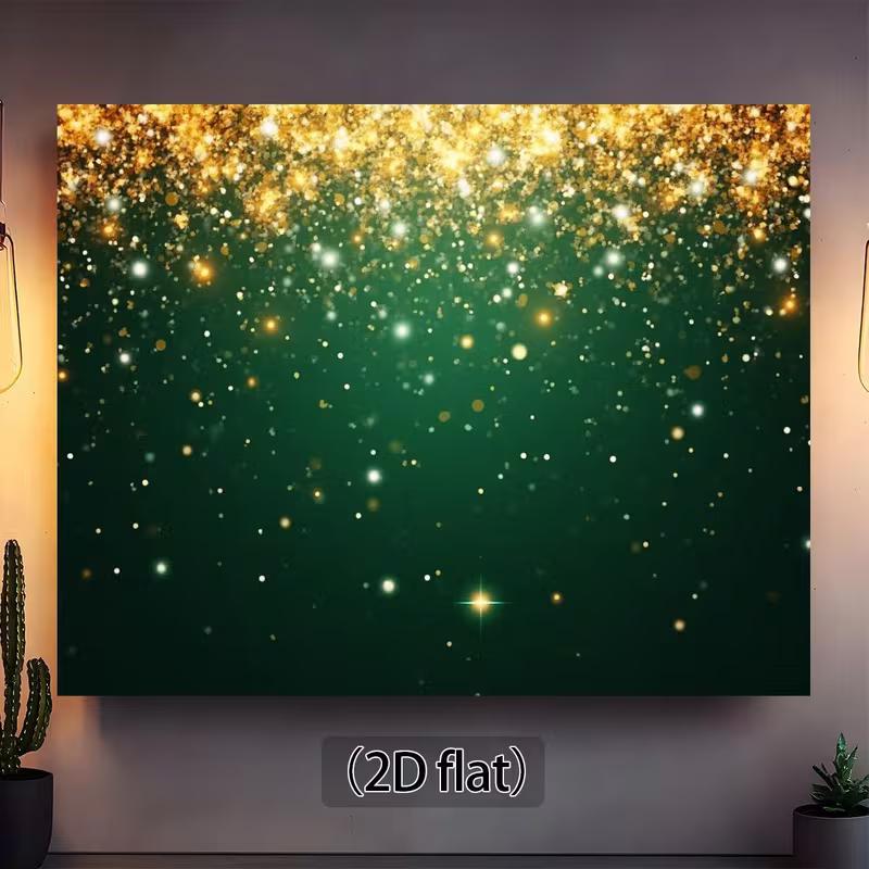 2D Dark Green with Sparkling Gold Confetti Backdrop Photography Background Banner