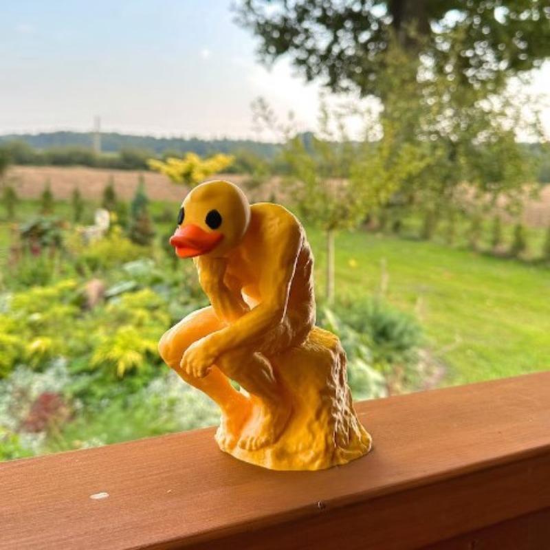 Creative Human-like Art Resin Figurine - Thought Duck, Home Decoration Item for Meditation, Small Gift.