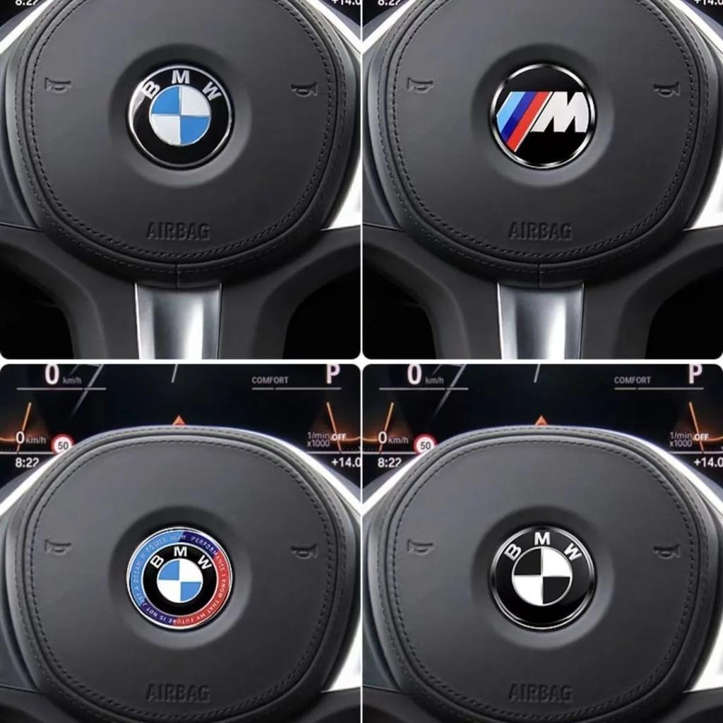 BBIO8 45MM Car Steering Wheel Badge Emblem Sticker Auto Styling For BMW 1 3 5 7 Series M Performance 50TH Emblem M3 M5 X1 X3 X5 X6 E46