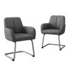 Dining Chair, Set of 2, Armchair, Modern, Minimalist Casual Chair, Living Room-Bedroom Chair with Curved Steel Feet, Grey [OLD SKU:WF310649AAG]