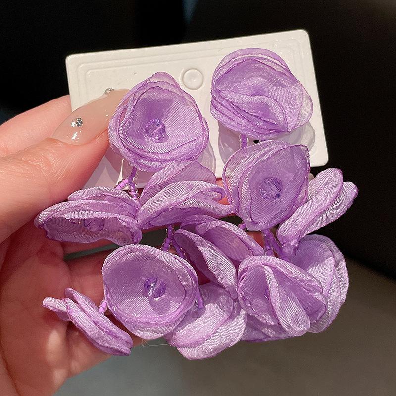 Серьги с розовыми цветами в форме сердца и кошачьим глазом, модные серьги, высококачественные серьги