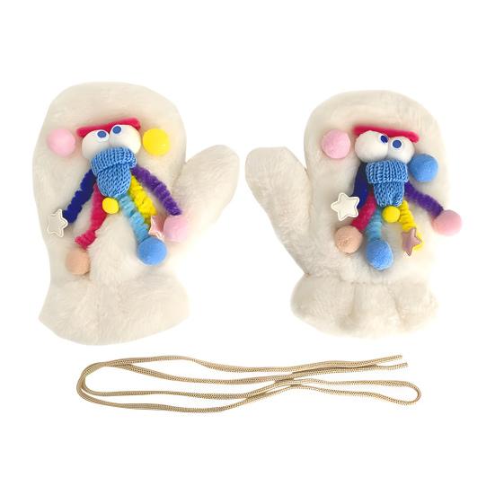 Winter Fuzzy Gloves Women Cartoon Warm Gloves Cute Thickened Fleece Lined Gloves for Indoor Outdoor Exercise Driving