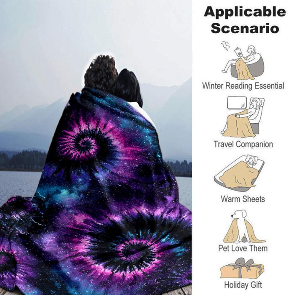 Tie-Dye Print Flannel Blanket High Quality Warm Comfortable Cover for All Seasons Perfect for Gifts Home Decor