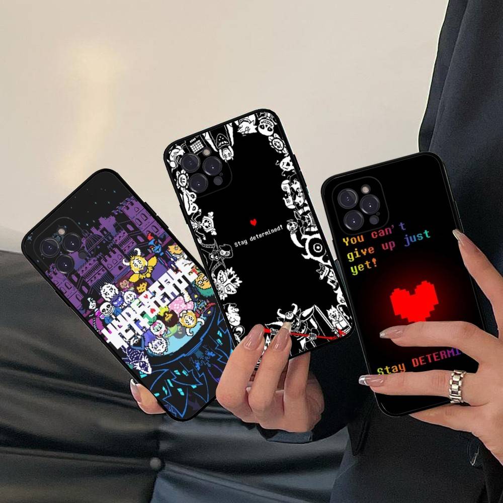Чехол для телефона Игра Undertale U Для iPhone 17 Air 16 15 14 Plus 13 12 Mini 11 Pro Max Черный Чехол