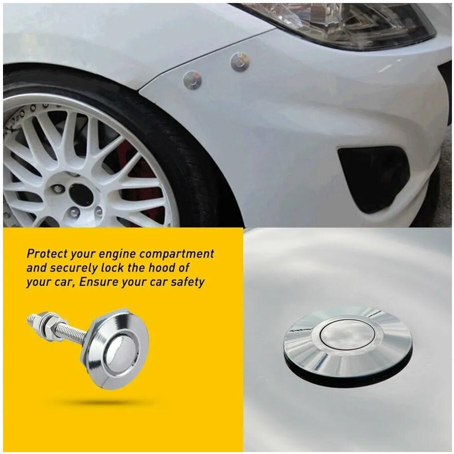 4X Push Button Quick Release Car Bumper Hood Lock P Clip Bonnet Latch Kit