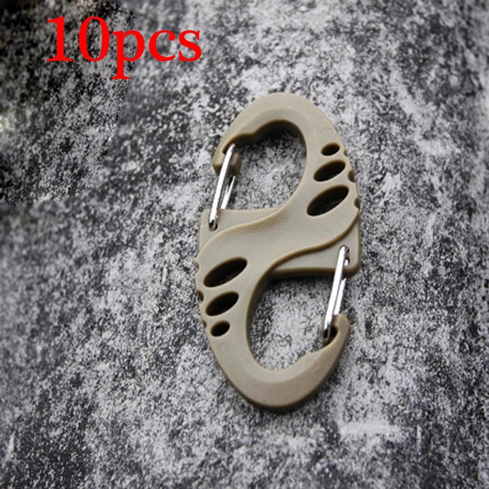 5PCS/10PCS Camping Plastic Steel Portable Dual Buckle Climbing Hook S-Type Carabiner Keychain