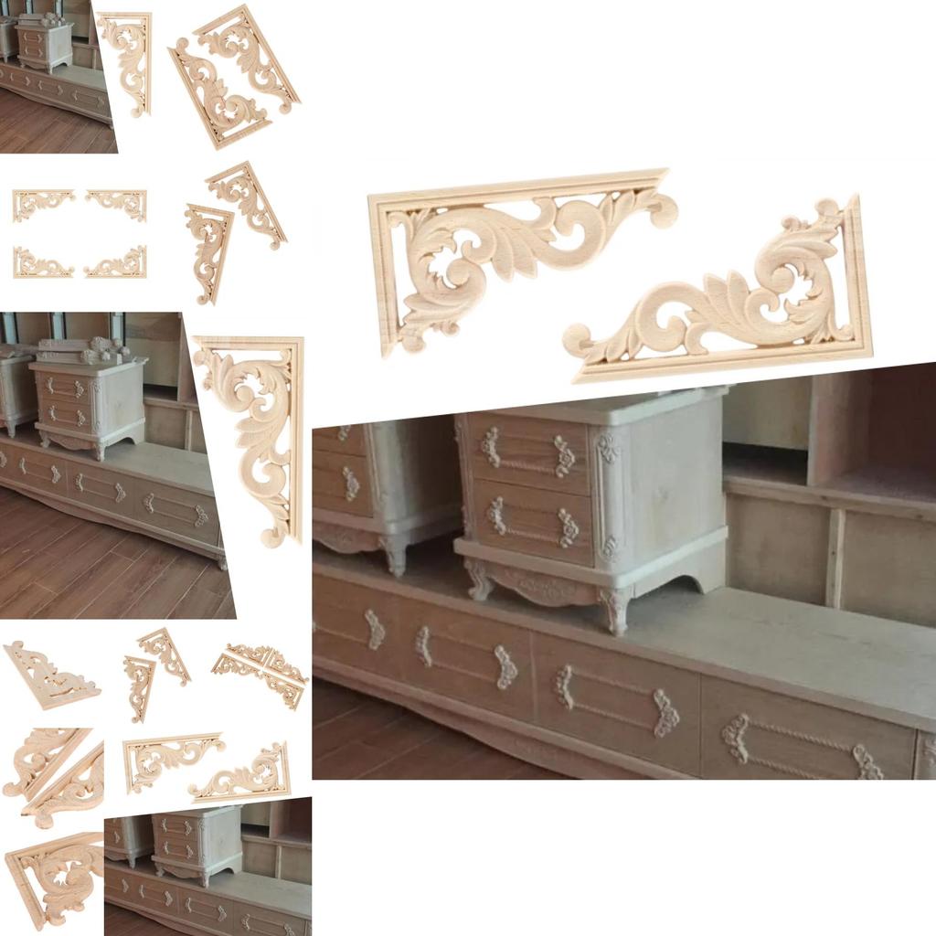 Угловая резьба по дереву Накладка Аппликация Рамка Мебель Ремесло Декоративная Неокрашенная
