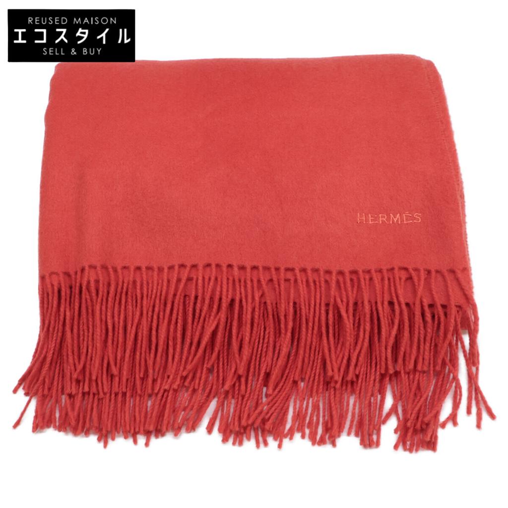 Hermes Cashmere/wool Fringe Scarf OrangeUsed
