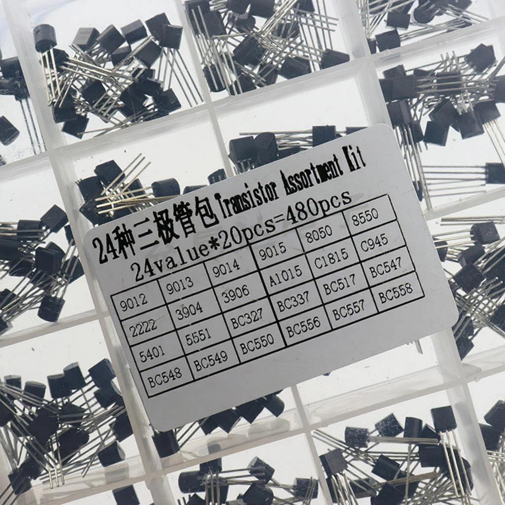 Pack of 480 Transistors Covering 24 Popular Specifications in TO 92 Package Accompanied by 24 Slot Storage Organizers