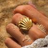 Stainless Steel Metal Shell Open Rings For Women Men Vintage Gold Starfish Adjustable Ring Beach Party Jewelry Gift