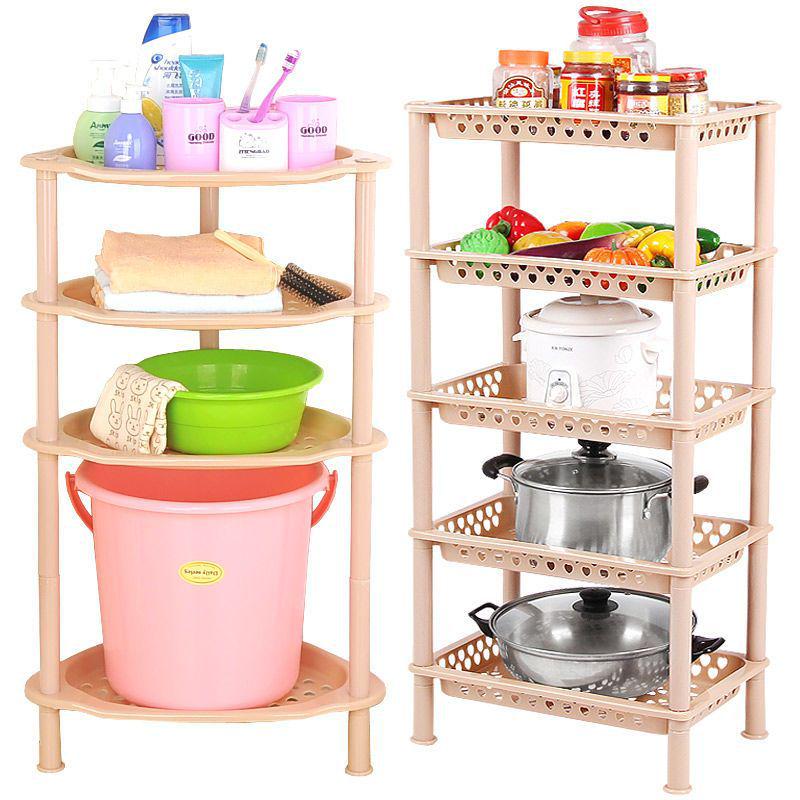 Multi-Layer Floor-Standing Kitchen Rack: Fruit, Vegetable, Pot, Basket, Bowl, Plate and Seasoning Organizer for Home & Bathroom.