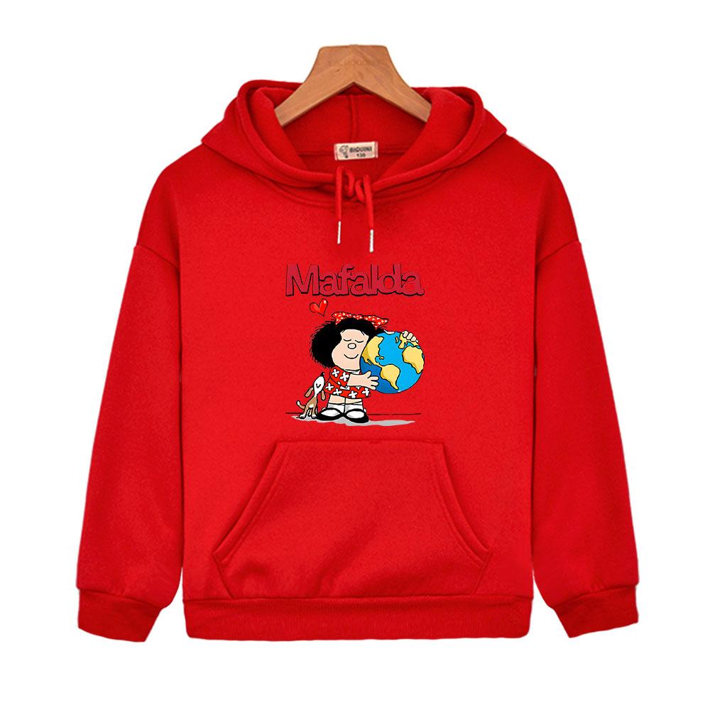 Kids Mafalda Hoodies for Teen Kawaii Graphic Anime Sweatshirts Girls Boy Clothes Children's Clothing Hoody Long Sleeve Tops
