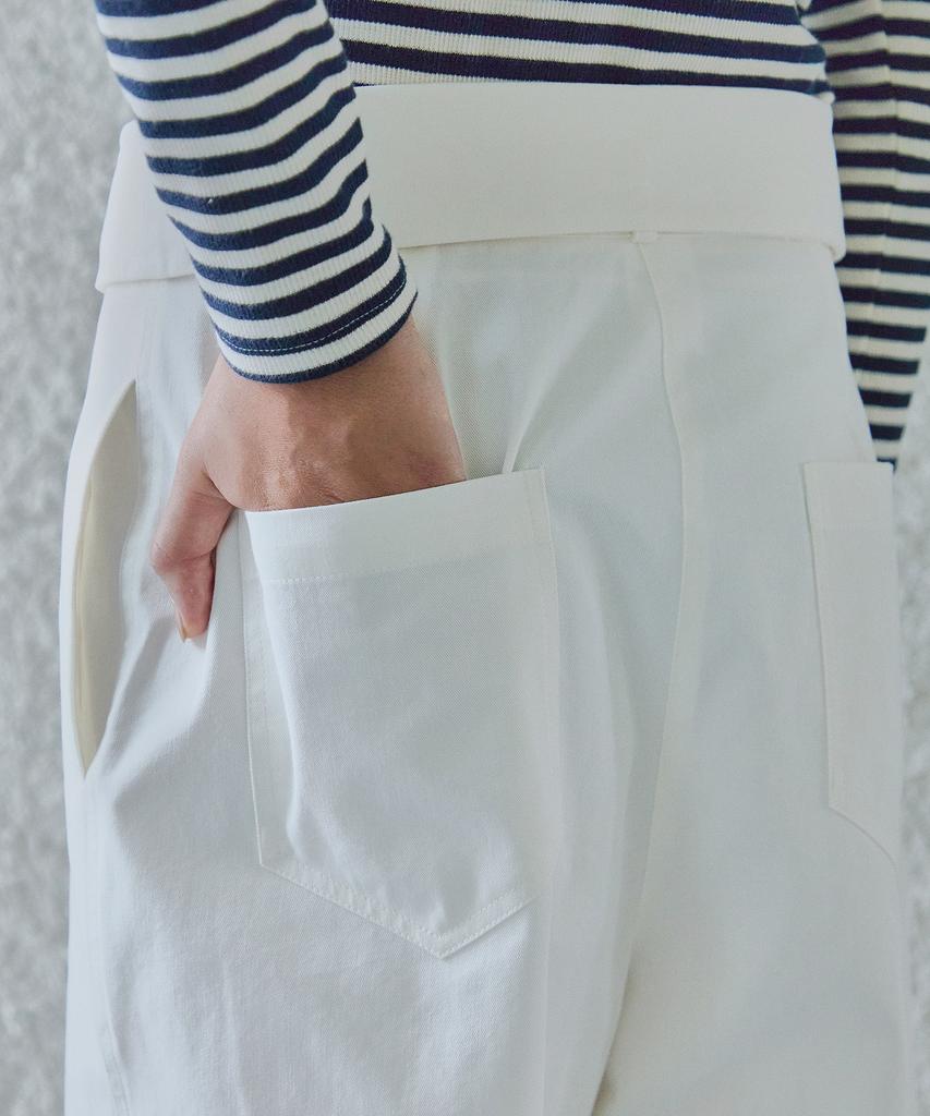 IHR Folding Wide Pants With Belt / White