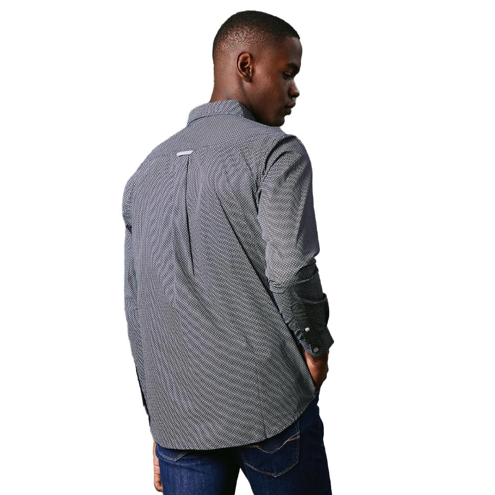 Мужская рубашка с длинными рукавами и микро-геометрическим принтом Maine